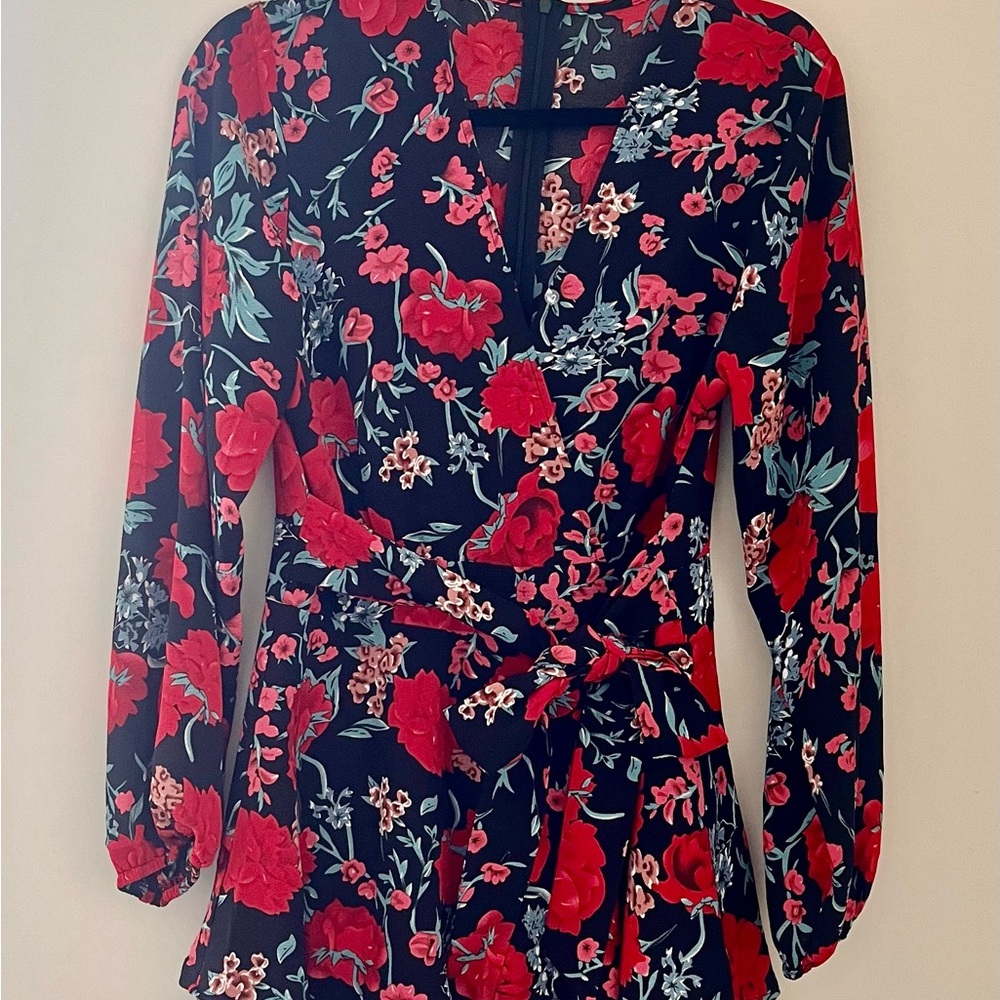 Amazon Black and Red Floral Jumpsuit